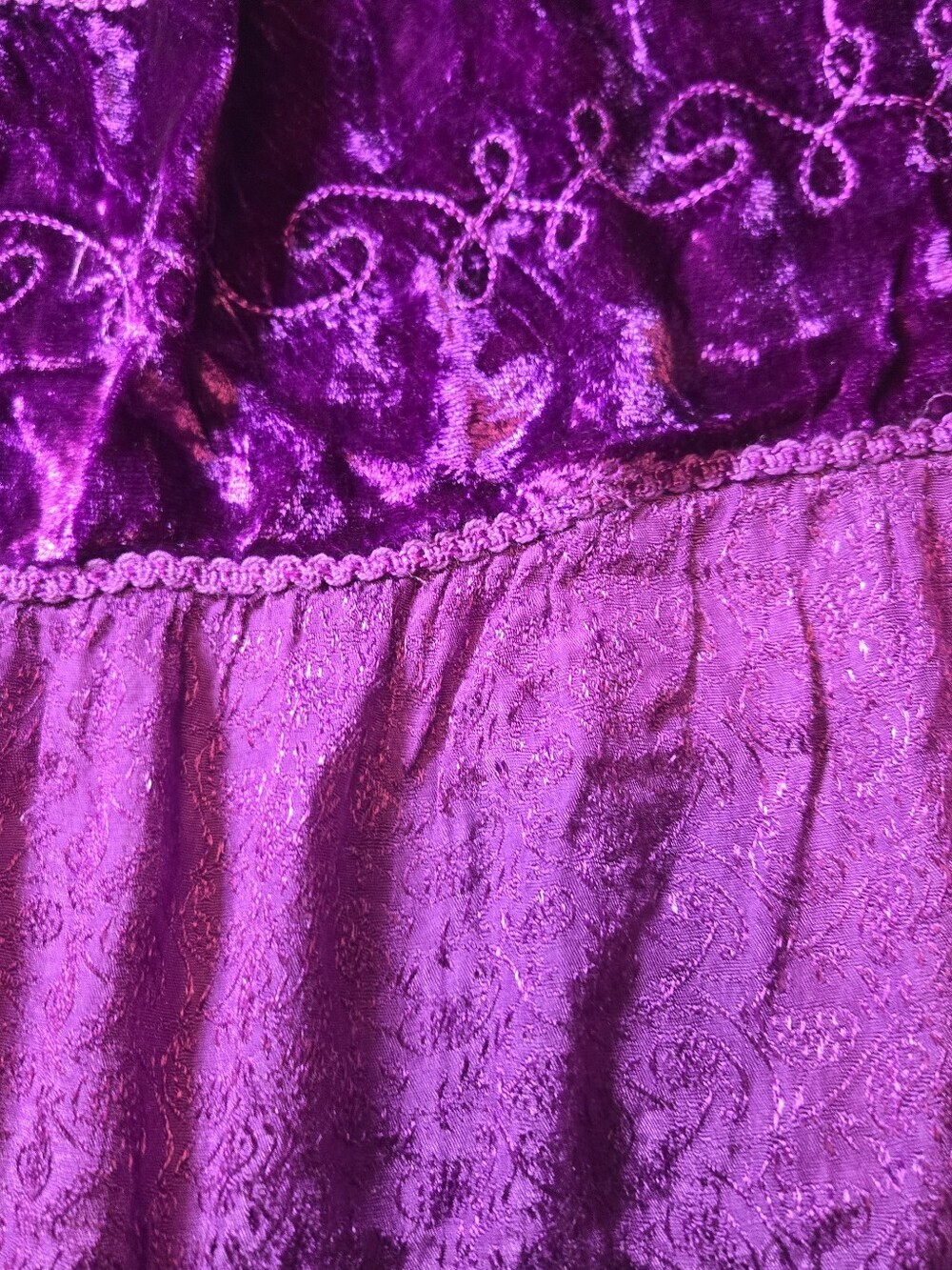 Vintage Mamta Tiered Skirt And Top Size Large (One Size) Purple Velvet Like - Picture 3 of 16